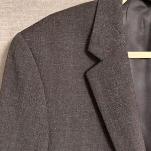 Jos A Bank Sport Coat Mens 42L Wool Charcoal Gray Plaid Business Blazer Jacket